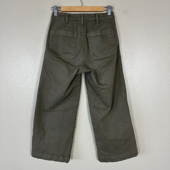 Oat New York Womens Size 27 Jeans High Rise Wide Leg Crop Casual Olive Green - Picture 4 of 6